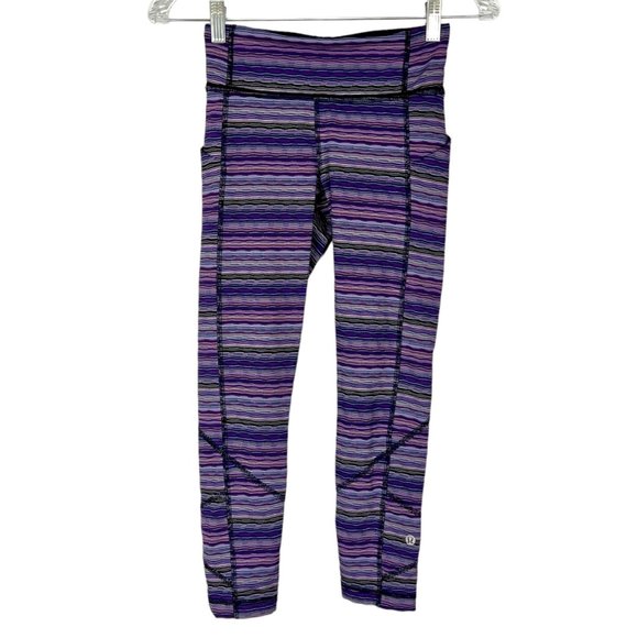 Lululemon Womens Pace Rival Crop Leggings Space Dye Twist Ultra Violet size 2 - Picture 1 of 11